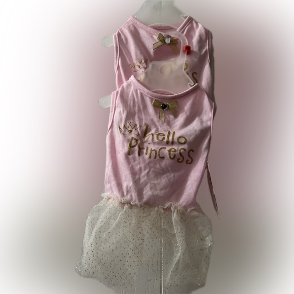Pink and Gold 'Hello Princess' Fur baby/dog Dresses bundle of 2 - Picture 2 of 4